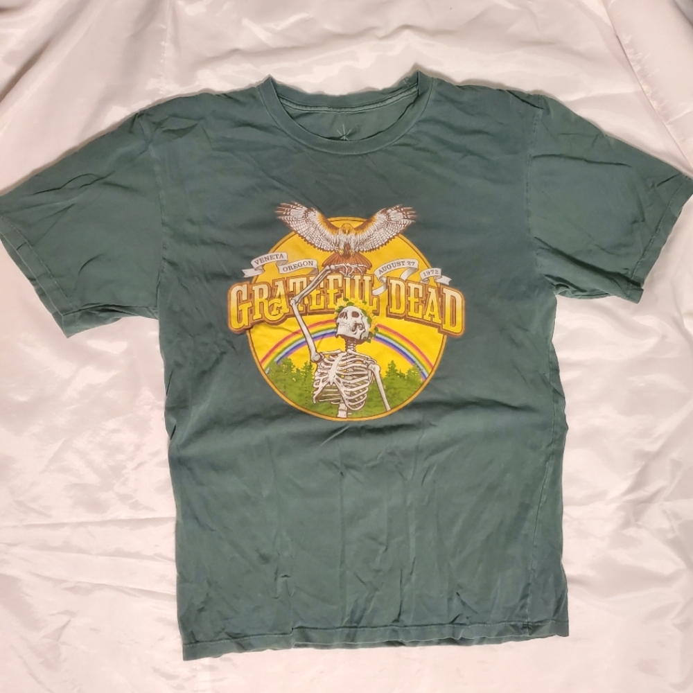 Life Clothing Co Green Grateful Dead Graphic Band T Shirt Size Medium Rainbow